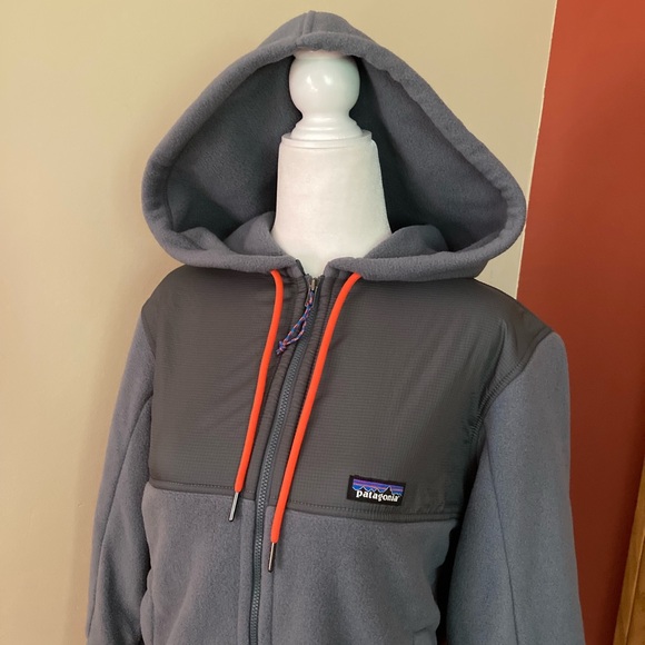NWT Patagonia Women’s Microdini Fleece Hoody XS Nouveau Green Campfire Orange - Picture 4 of 14